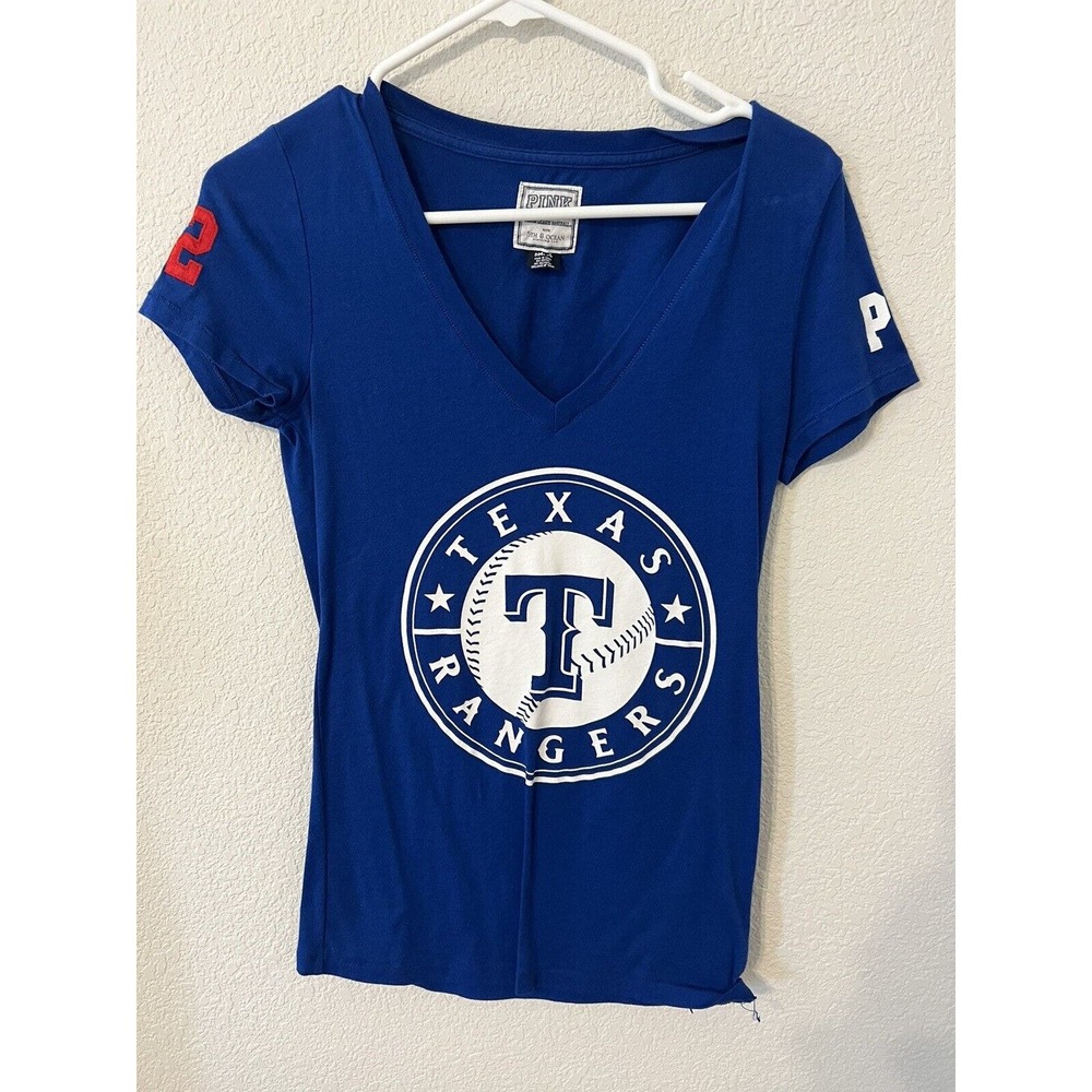 Victoria Secret Pink Brand Blue Texas Rangers T-shirt Size Small